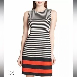 New ▶️ Calvin Klein ◀️ Striped Ponte Dress. Size 6